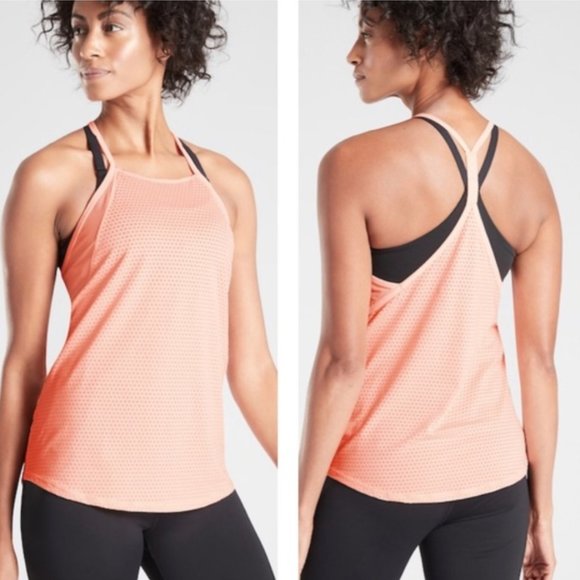 Athleta Tops - Athleta Chi Dot Mesh Train Tank Light Coral M